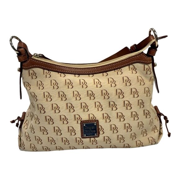 Dooney and Bourke Cream and Tan Signature Satchel Shoulder Bag - Picture 12 of 13